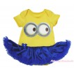 Yellow Baby Bodysuit Royal Blue Satin Pettiskirt & Minion Big Eyes Painting JS4922